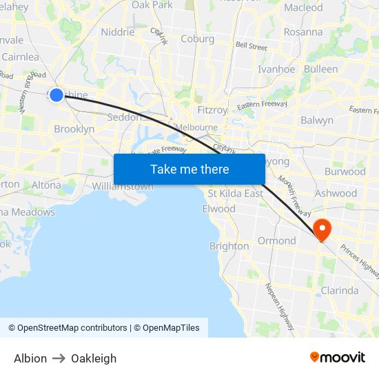 Albion to Oakleigh map
