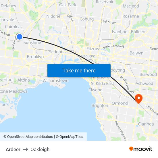 Ardeer to Oakleigh map