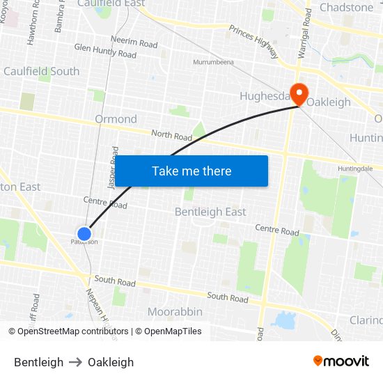 Bentleigh to Oakleigh map