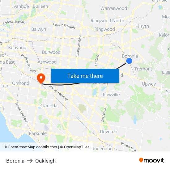 Boronia to Oakleigh map