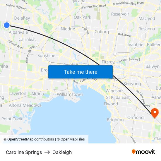 Caroline Springs to Oakleigh map