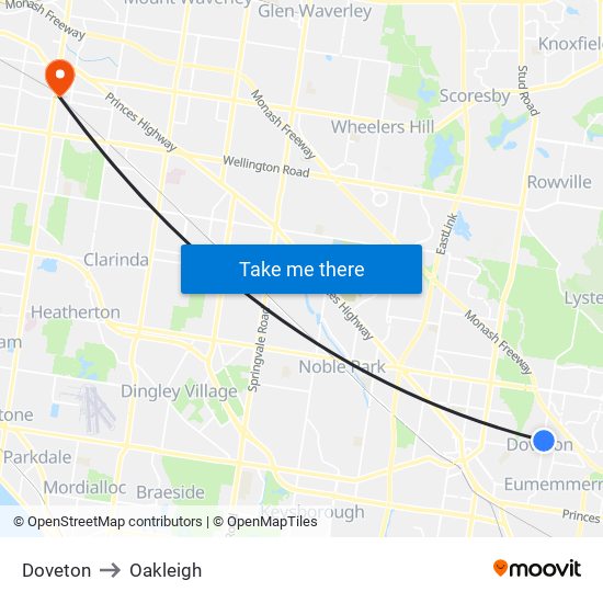 Doveton to Oakleigh map