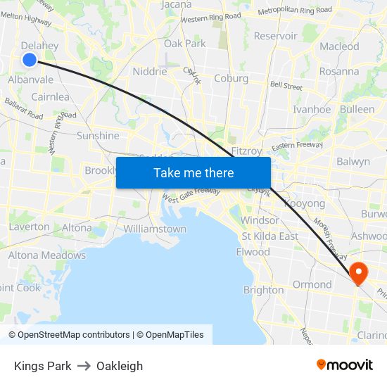 Kings Park to Oakleigh map