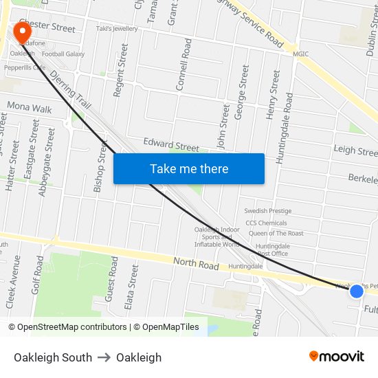 Oakleigh South to Oakleigh map