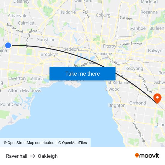 Ravenhall to Oakleigh map