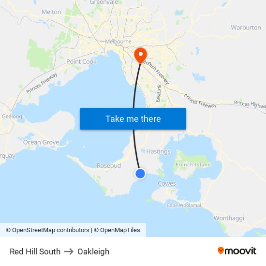 Red Hill South to Oakleigh map
