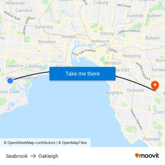 Seabrook to Oakleigh map