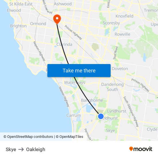 Skye to Oakleigh map