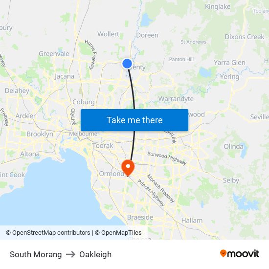 South Morang to Oakleigh map