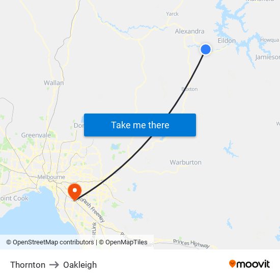 Thornton to Oakleigh map