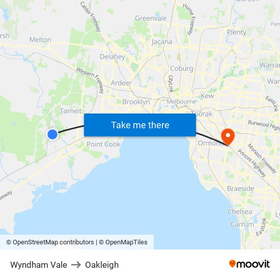 Wyndham Vale to Oakleigh map