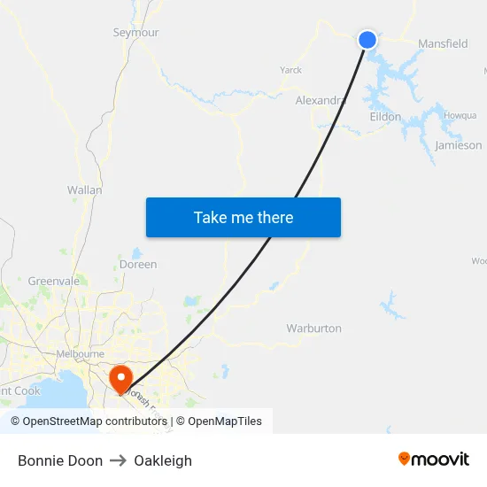 Bonnie Doon to Oakleigh map