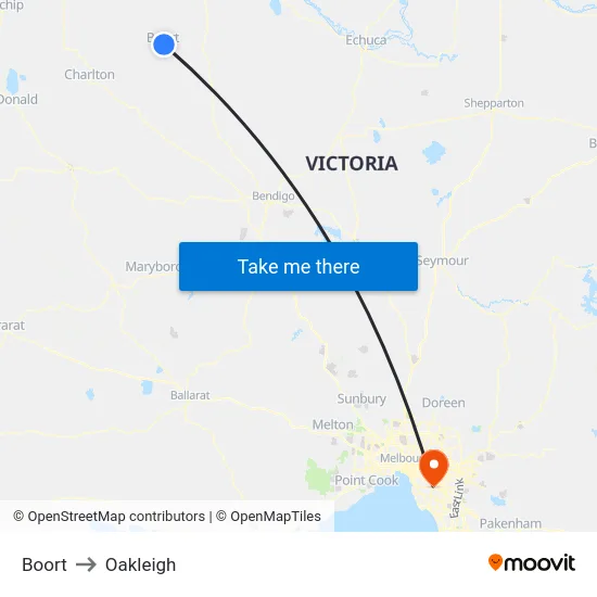 Boort to Oakleigh map