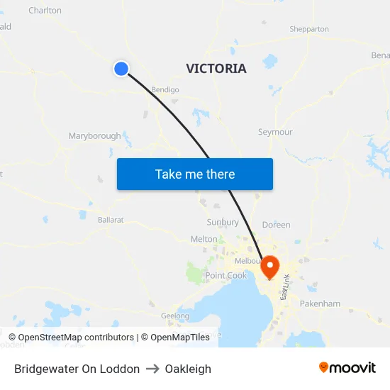 Bridgewater On Loddon to Oakleigh map