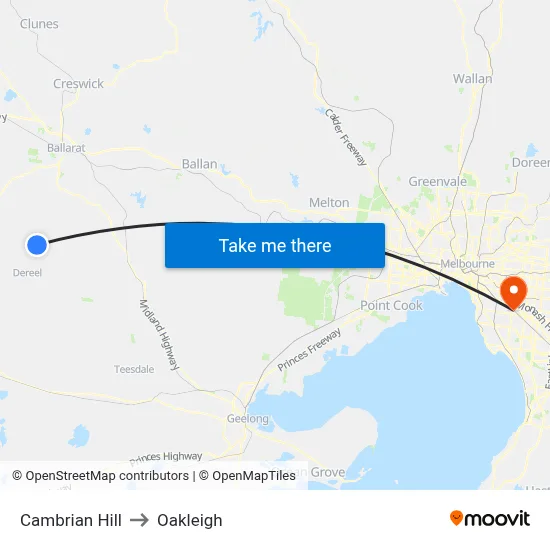Cambrian Hill to Oakleigh map
