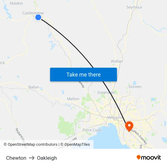 Chewton to Oakleigh map