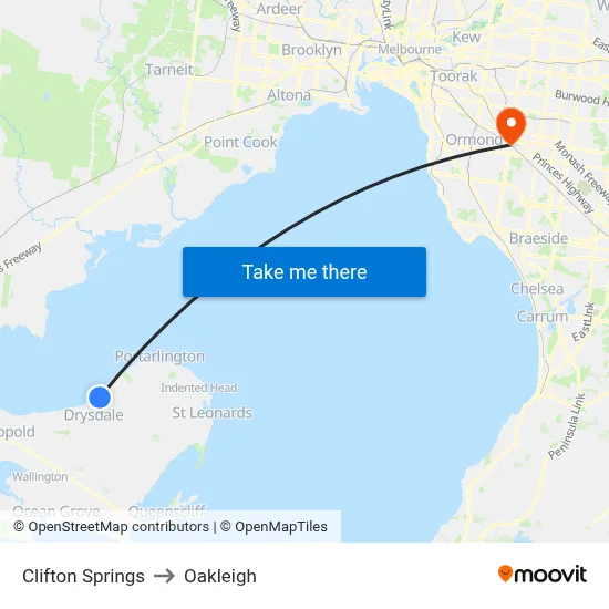 Clifton Springs to Oakleigh map