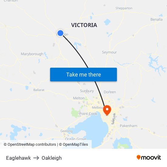 Eaglehawk to Oakleigh map