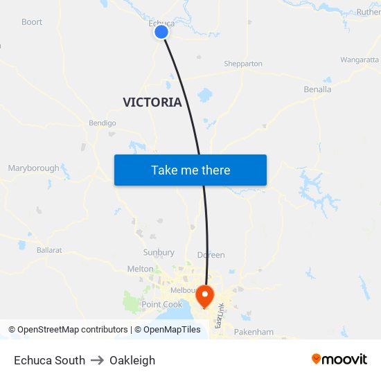 Echuca South to Oakleigh map