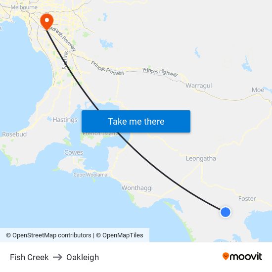 Fish Creek to Oakleigh map