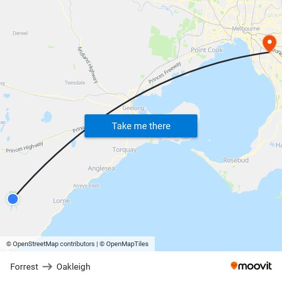 Forrest to Oakleigh map