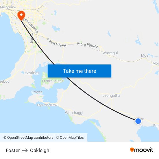 Foster to Oakleigh map