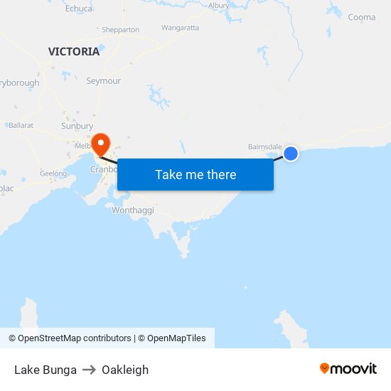 Lake Bunga to Oakleigh map