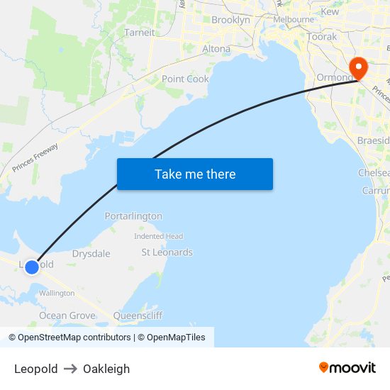 Leopold to Oakleigh map