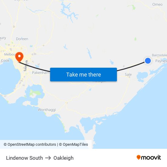 Lindenow South to Oakleigh map