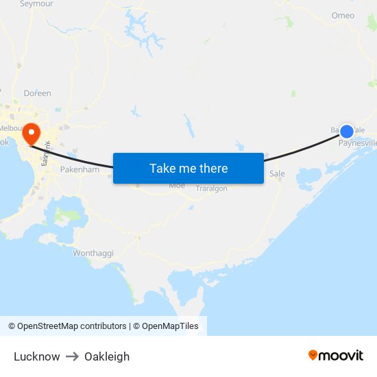 Lucknow to Oakleigh map
