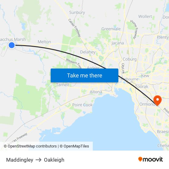 Maddingley to Oakleigh map