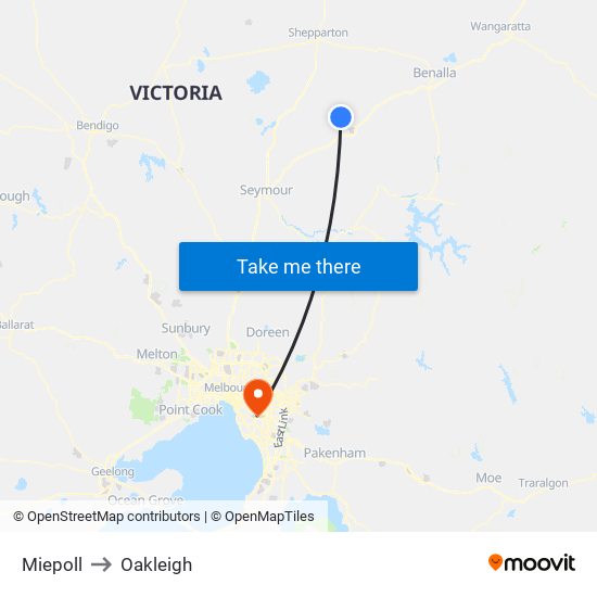 Miepoll to Oakleigh map
