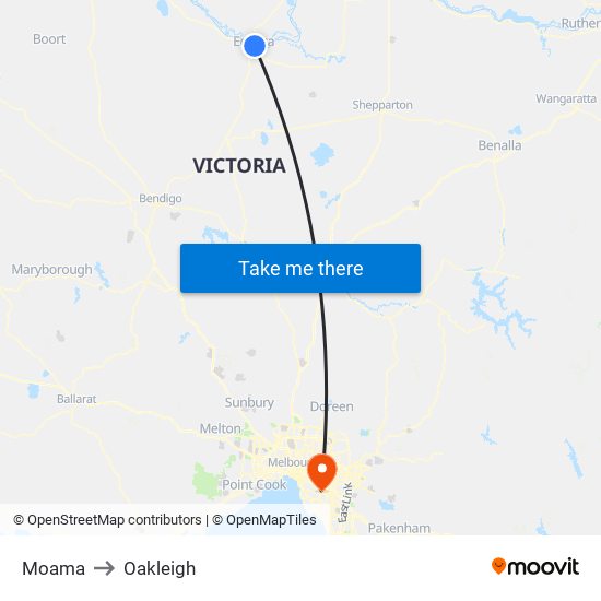 Moama to Oakleigh map