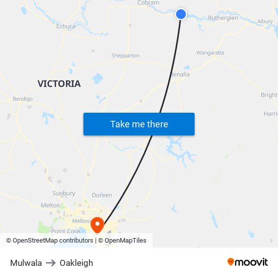 Mulwala to Oakleigh map