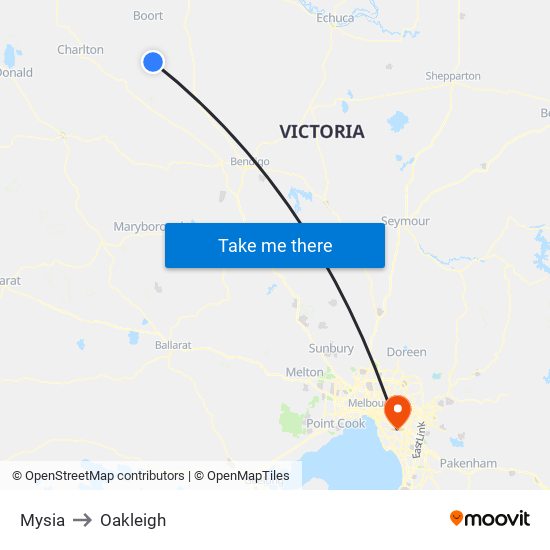 Mysia to Oakleigh map