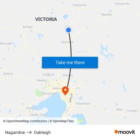 Nagambie to Oakleigh map