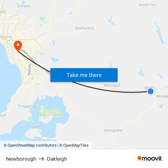 Newborough to Oakleigh map