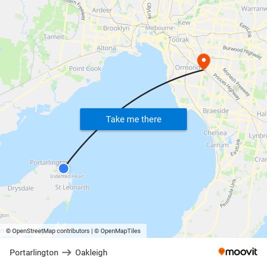 Portarlington to Oakleigh map