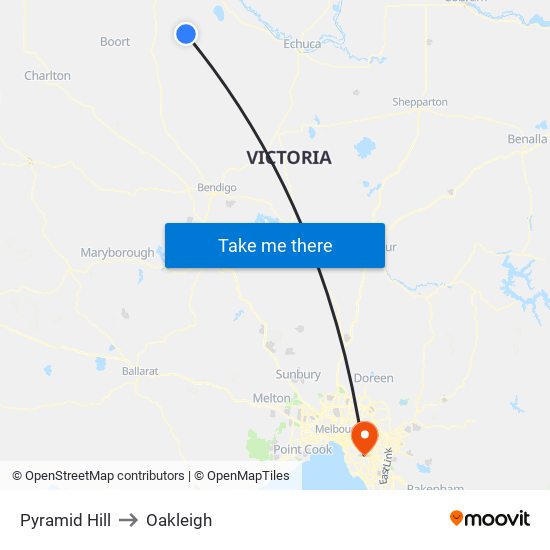 Pyramid Hill to Oakleigh map