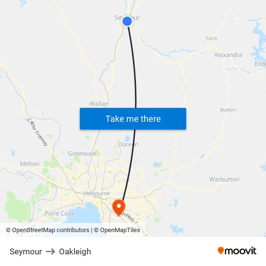 Seymour to Oakleigh map