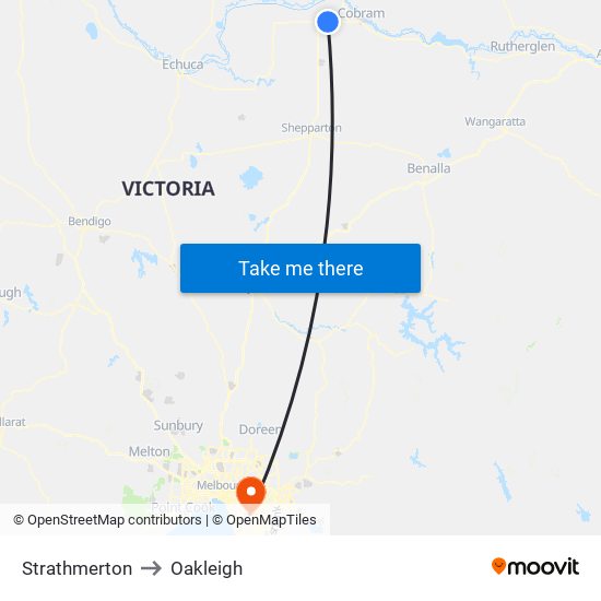 Strathmerton to Oakleigh map