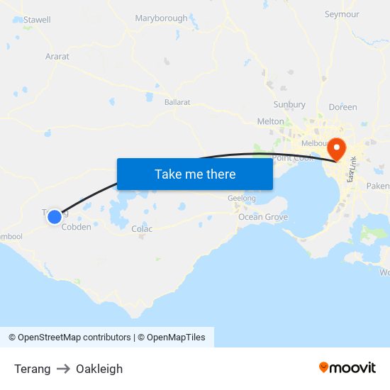 Terang to Oakleigh map