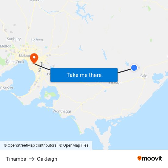 Tinamba to Oakleigh map