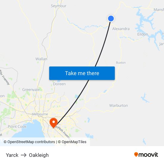 Yarck to Oakleigh map