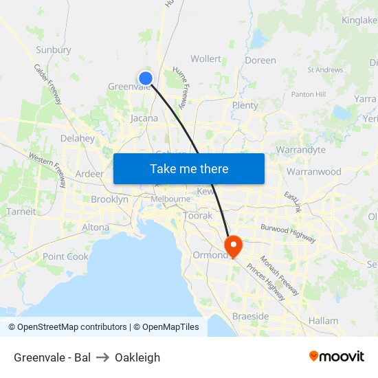 Greenvale - Bal to Oakleigh map