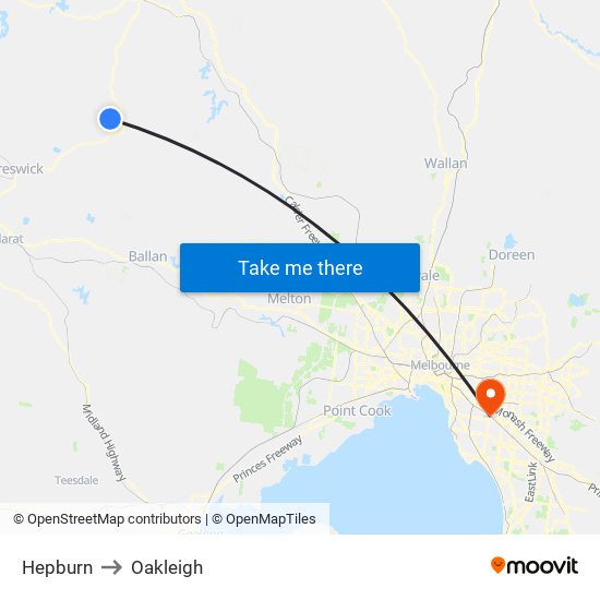 Hepburn to Oakleigh map