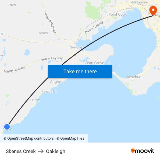 Skenes Creek to Oakleigh map