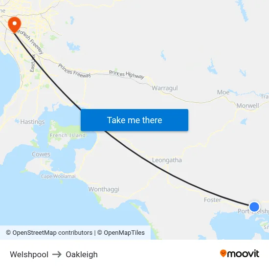 Welshpool to Oakleigh map