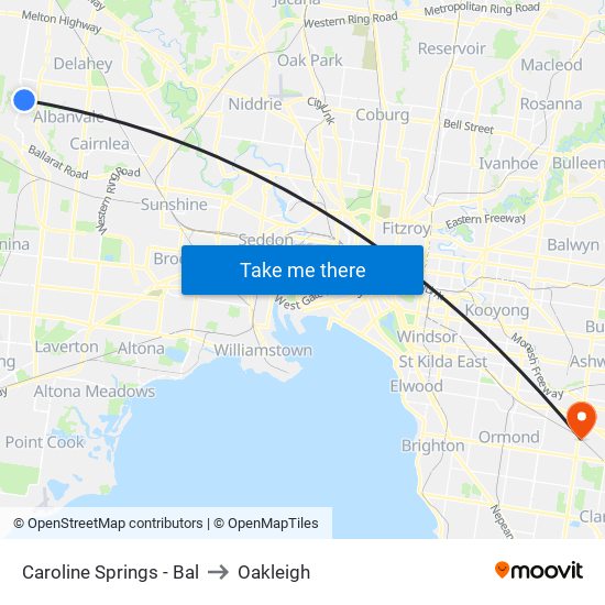 Caroline Springs - Bal to Oakleigh map