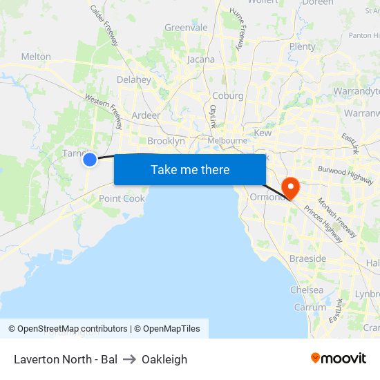 Laverton North - Bal to Oakleigh map